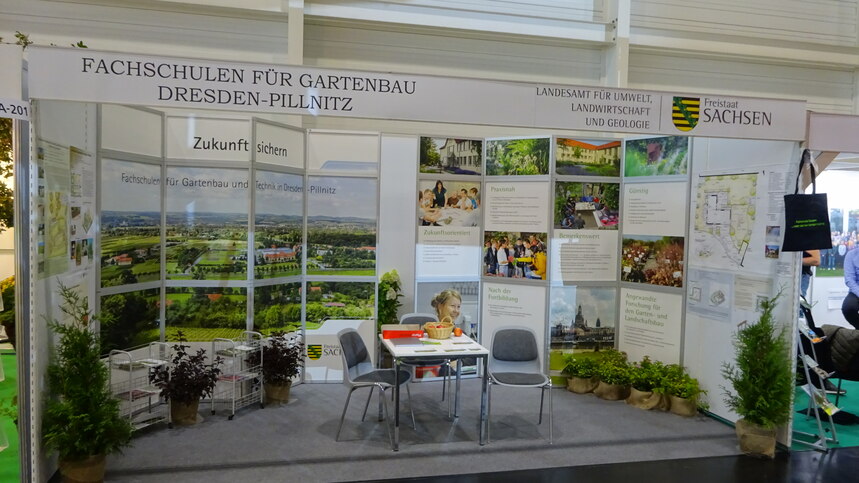 Messestand der Fachschule für Gartenbau Dresden-Pillnitz in Nürnberg auf der GaLaBau-Messe 2018