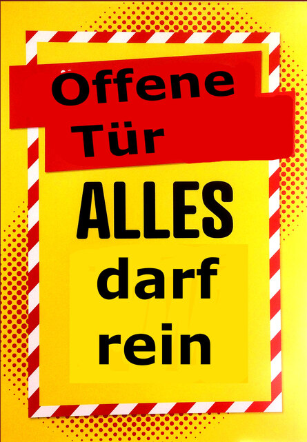 Aufforderung den Tag der offenen Tür zu begehen