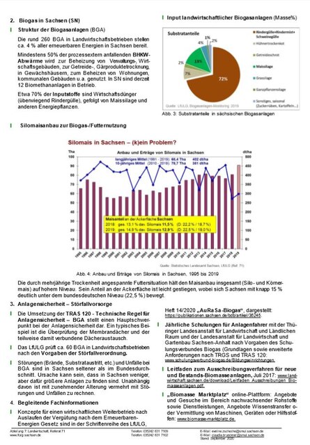 Daten und Fakten zu Biogas in Sachsen 2019-20
