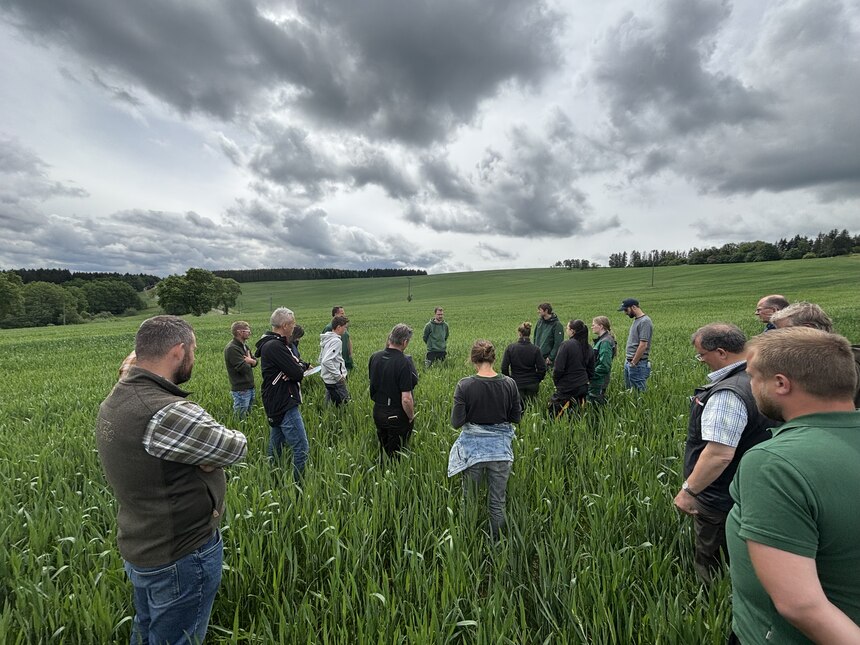 Landwirte in einem Weizenfeld