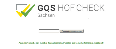 Abblidung des Zugangsbildes zur GQS-SN Online Nutzung