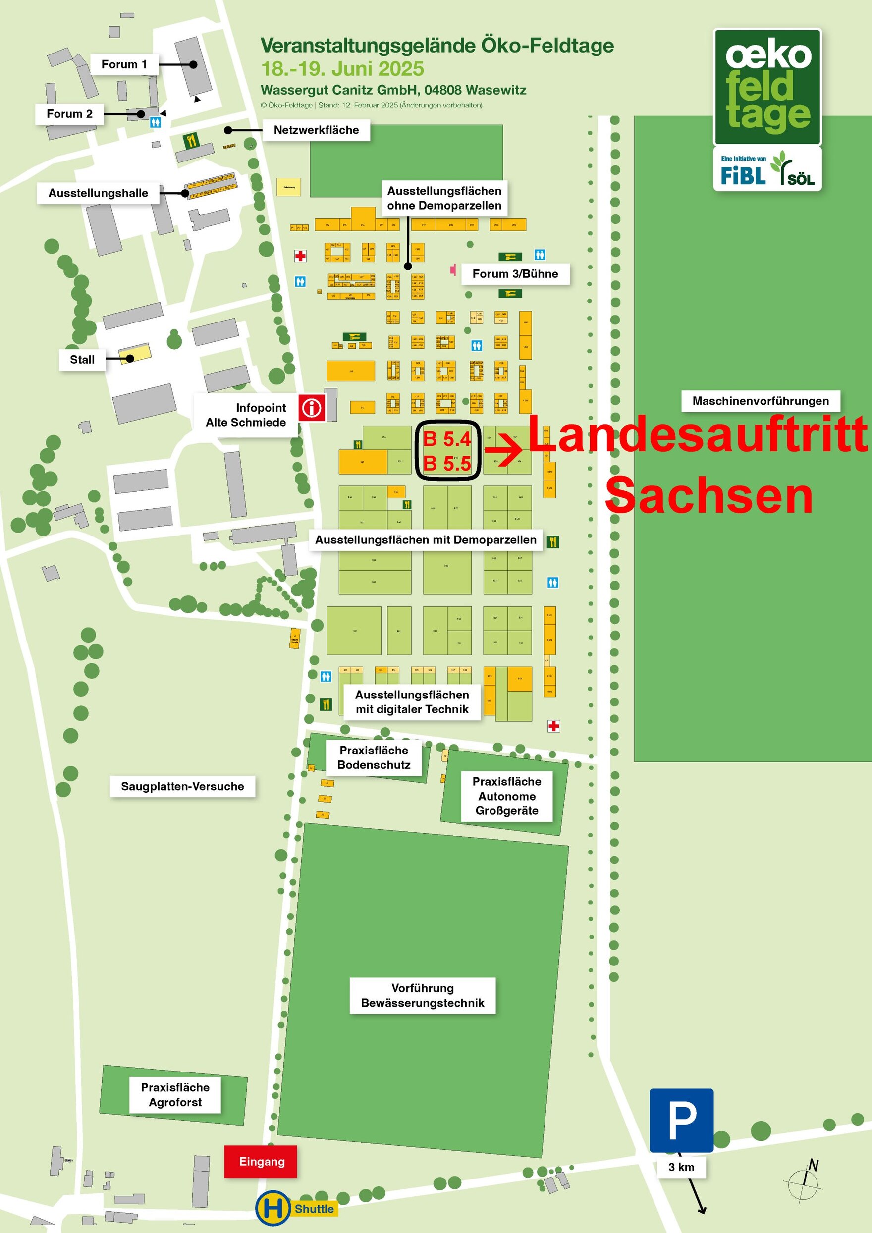Lageplan für die Öko-Feldtage, mit Standort für den Landesauftritt Sachsen