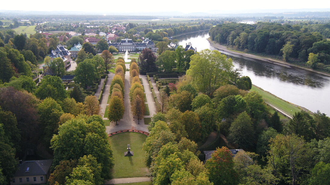 Luftbild vom Schloßpark Pillnitz