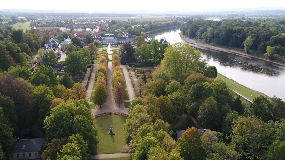 Luftbild vom Schloßpark Pillnitz