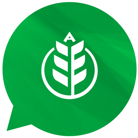 Grüne Blase mit weißem Agrobench-Logo in der Mitte