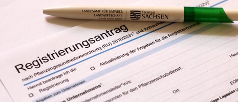 Registrierungsantrag mit Kugelschreiber