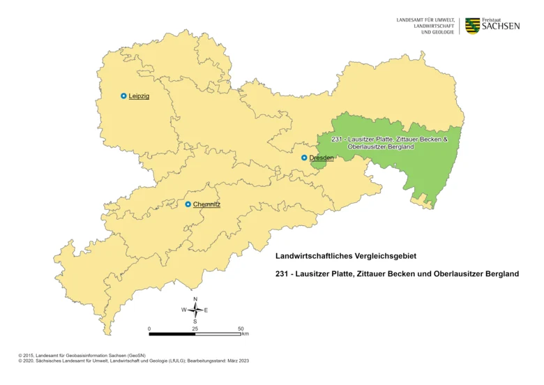 Vergleichsgebiet 231 Lausitzer Platte Zittauer Becken und Oberlausitzer Bergland