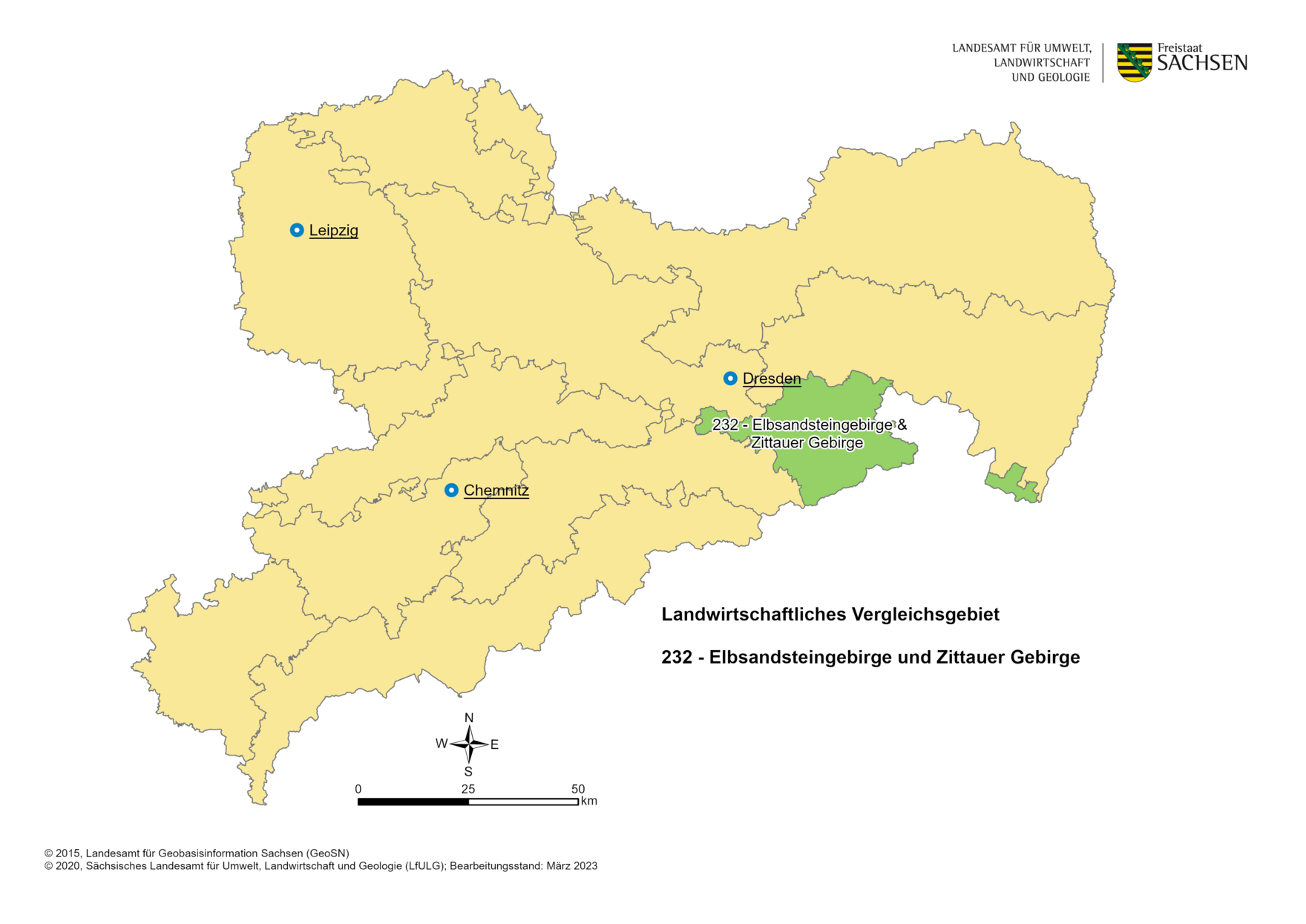Vergleichsgebiet 232 - Elbsandsteingebirge und Zittauer Gebirge