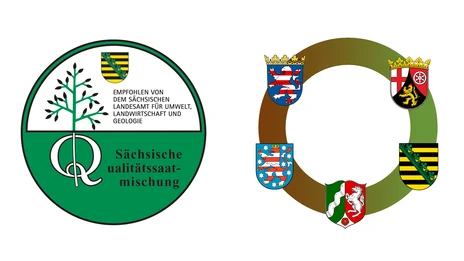 Wappen der empfohlenen Saatmischungen im Grünlandbereich
